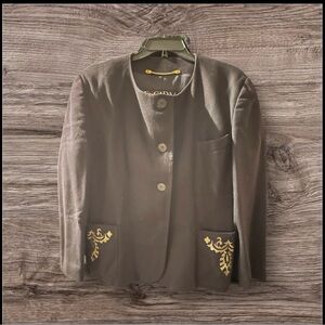 ESCADA Black Women's Blazer with Gold Embroidered Details